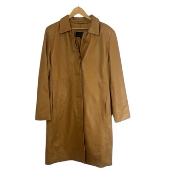 Bod & Christensen Leather 3/4 Trench Coat Style Button Down Women size 14 - Picture 1 of 17